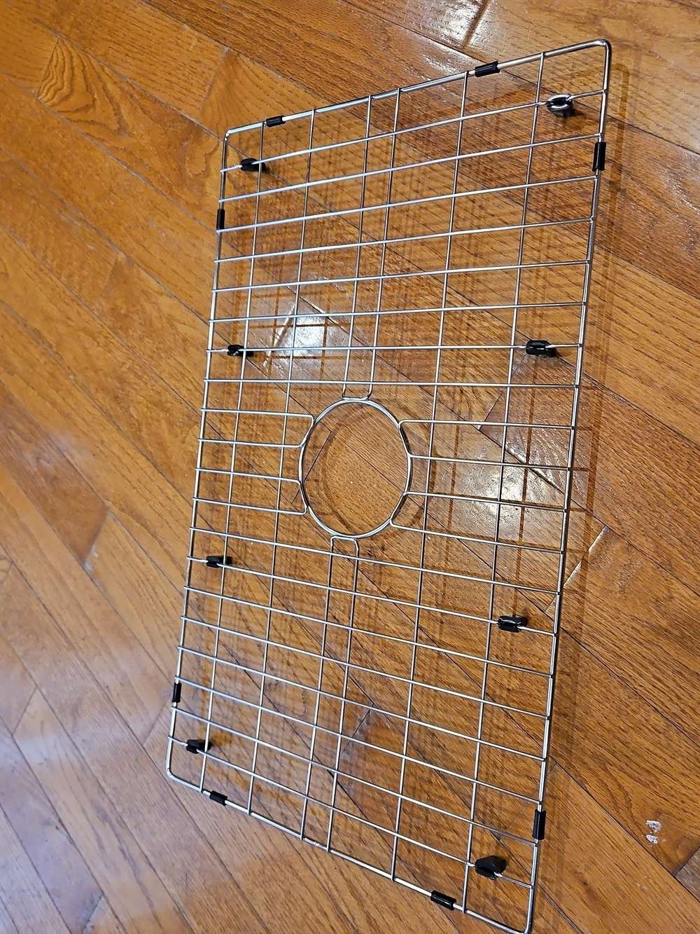 Stainless Steel Sink Grid with Center Drain Access - Silver